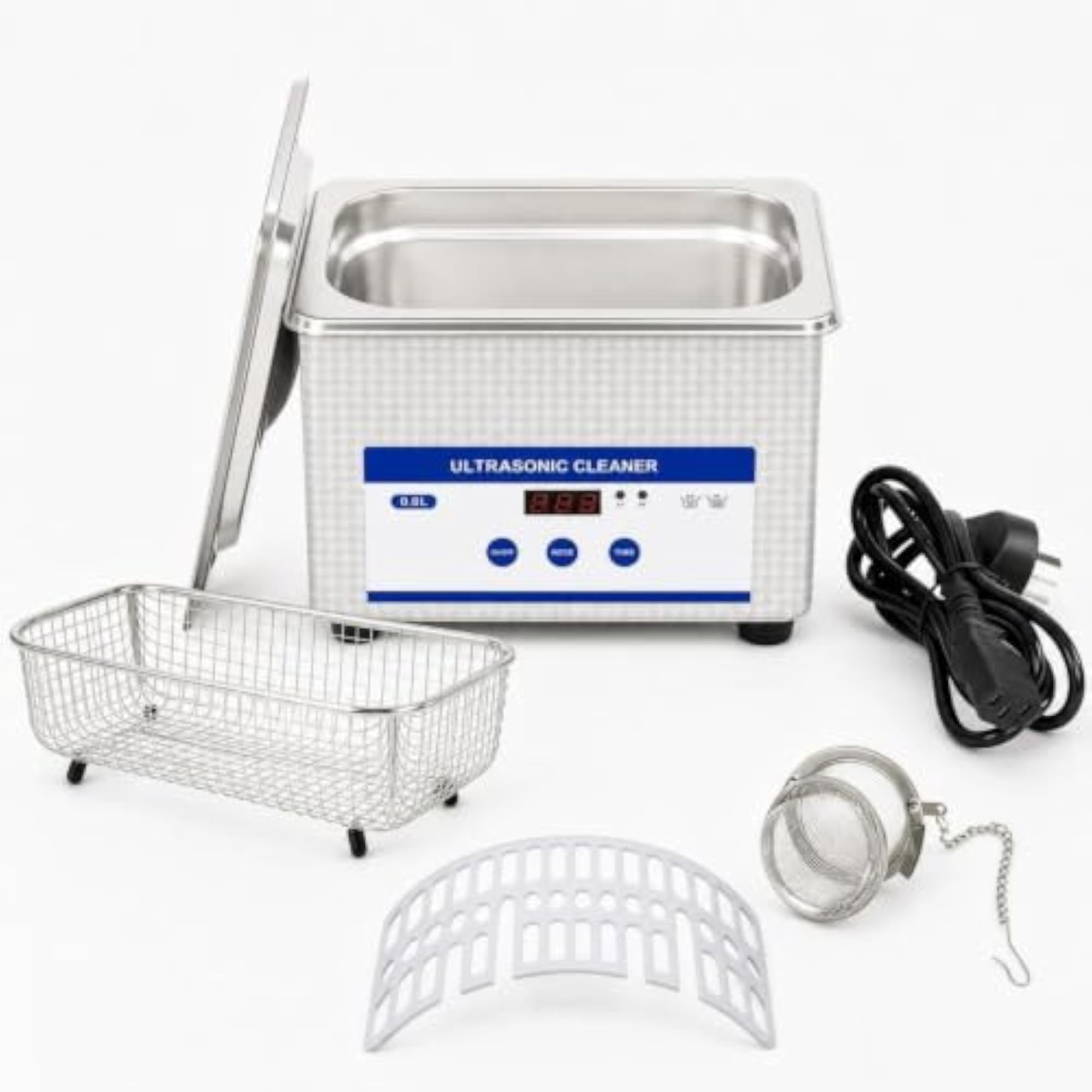 Digital Sonic Cleaner with Basket, Compact Countertop Sonic Cleaner