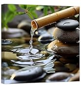 ZXHYWYM Green Zen Wall Art Stone Spa Pictures Bamboo Zen Bathroom Canvas Calming Meditation Print...