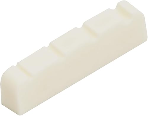 Miniatura 42 de Miwayer Tuerca de puente de hueso de bajo eléctrico de 4/5/6 cuerdas, parte inferior plana, preranurada, hecha de hueso real