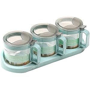 Premium glazen kruiden Ingeblikte kruiden Set Spice Seap Tank Storage Container Spice Cover en Lepel Cookware 3 Sets…