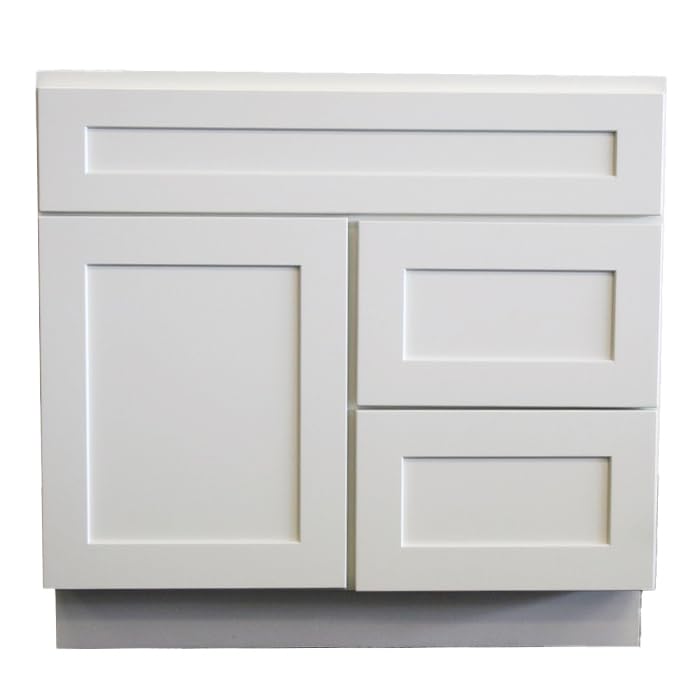 Craftline Ready to Assemble Shaker Vanity Cabinet (White) (Sink Base 3in. R Drawer, 30in. x 21in. x 34-1/2in.)