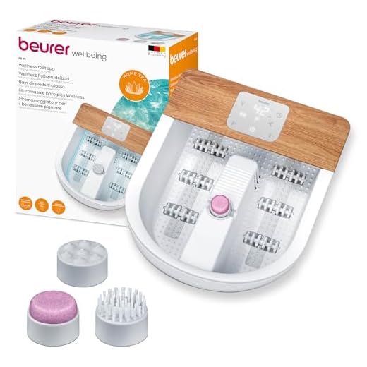 Beurer FB 65 Wellness-voetspa met waterverwarming en schakelbare verlichting, geïntegreerd roterend pedicurestation, ontspannende vibratie- en bubbelmassage, tot schoenmaat 51