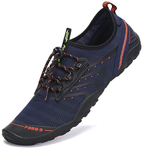 Hombre Zapatos de Agua Mujer Secado Rápido Zapatillas Snorkel Bucear Surf Deportes Acuáticos Escarpines Vela Mar Río Aqua Calzado Piscina Playa Yoga,020 Azul Profundo,43