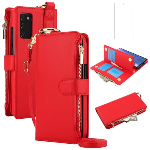 Étui portefeuille zippé Samsung Note 20 5G Asuwish avec fentes pour cartes