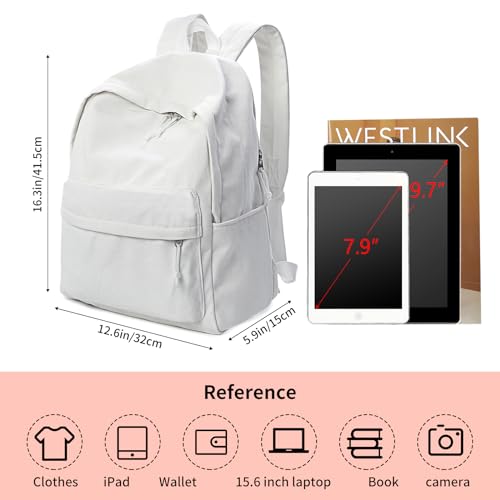 Image of Zicac Diy Canvas Backpack Daypack Satchel Backpack (White, with Side Pocket)