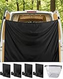 Forzacx 7x6 ft Black Large Car Curtains And Toiletry Bag Camper Van Rear Door Shower Curtains with 4 Pack Magnetic Hooks, Adjustable Outdoor Shower Double Layer Changing Car Cover for Truck Travelling