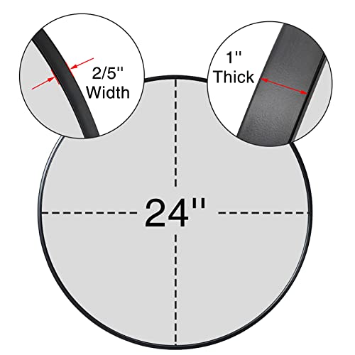 Growsun Black Round Mirror 24 Inch, Wall Mounted Circle Mirror, Metal Framed Mirror For Bathroom Vanity, Bedroom Home Decor Mirros #TOP1