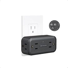 TROND 360 Rotating Outlet Adapter, Surge Protector Outlet Extender with 4 AC, 900 Joules Surge Protection, A Small Charging Station, Wall Plug Extender for Home Office Travel, Black