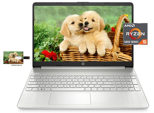 Newest HP 15 Business Laptop, AMD Ryzen 5 5500U, 15.6 FHD Display, 32GB RAM, 1TB SSD, Wi-Fi 5, Bluetooth, Webcam, Windows 10 Pro | 32GB Tela USB Card