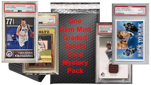 One (1) Graded 10 Gem Mint All-Sports Card Mystery Pack PSA, BCCG, SGC, BGS: Hockey, Football, Basketball, Baseball, Golf: Current Stars, Hall of Fame Players, Rookies, Pros from The Past