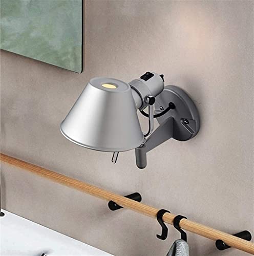 Lámpara de pared articulada E27 con interruptor y acabado plateado 4