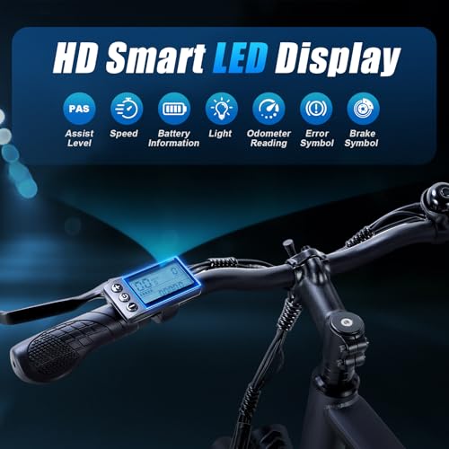 TWOFISH Electric Bike for Adults, 250W Motor E Bike with 36V 15Ah Battery, 100KM Max Range, 7-Speed Electric Mountain Bicycle with LED Display, Disc Brakes, Cruise Control, TF-1 (Black-Red) - Image 4