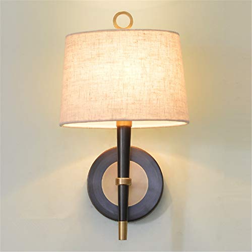 Wall Lights Indoor Retro Simple Nordic American Single Head E27 Bedside Lighting Art Design Oblate Fabric Shade Full Brass Wall Lamp for Living Room Bedroom Corridor steampunk buy now online