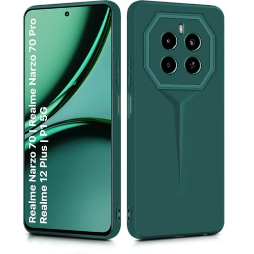 Image of WOW IMAGINE Back Cover for Realme Narzo 70 | Realme Narzo 70 Pro | Realme 12 Plus | P1 5G | Blade Series Thin Case | Camera Protection | Soft Matte Silicone Flexible Mobile Case - Green