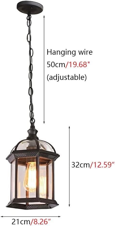 Lustre D'extérieur Imperméable Pour Porche Montage Au Plafond Vintage Bronze Suspension Extérieure Porte D'entrée Verre Transparent Ferme Lanterne