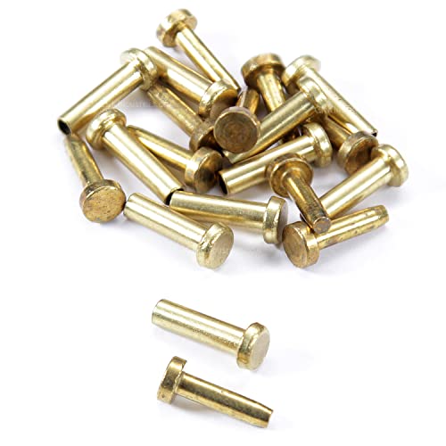 Cutlery Rivets (10 Pack) for DIY Handles & Knife Handle Repair - USA Size (0.187 x 0.115 x 0.520 Inch) - (Brass) - 2-Piece Rivet Knife Handle Fasteners