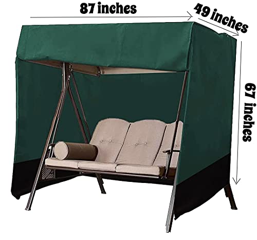 Patio Swing Cover Waterproof 3 Seat Swing Covers Outdoor Porch Swing Cover Hammock Glider Cover 420D Swing Chair Covers 87X49X67 Inch Uv Block For Outdoor Furniture #TOP1