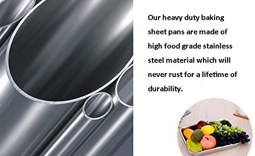 Baking Cookie Sheets Pan,Jelly-Roll Pans Roasting Pan,Stainless Steel Baking Pans Tray Cookie Sheet,Nonstick Toaster Oven Baking Sheet Pans, Easy Clean & Dishwasher Safe (12'' X 9.64'') #TOP2