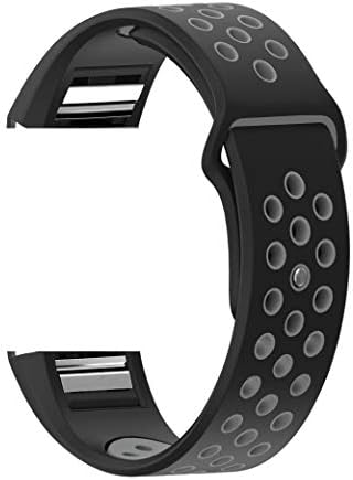 Brain Freezer Adjustable Strap Bands Compatible with Fitbit Charge 2 (Large 6.7" - 8.1") Black Grey (Watch Not Including)