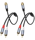 SQWRWY 1.3FT RCA Y Splitter 1 Female to 2 Male, Double Shielding Braided Cable with Gold-Plated Plugs, for Subwoofer, Amplifier, Home Theater, CD Player, HDTV - 2 Pack