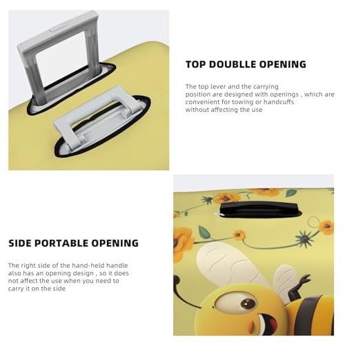 Travel Luggage Cover Happy bee Suitcase Protector Elastic Washable Stretch Suitcase Protector Anti-Scratch Travel Suitcase Cover Fit 18-32 Inch Luggage4
