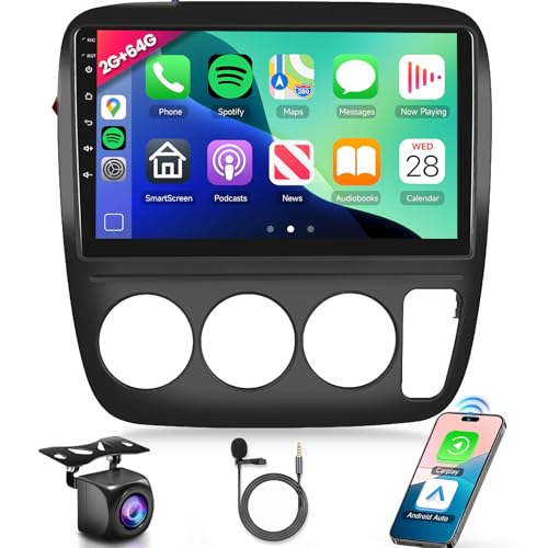 Image of 2+64G for Honda CRV 1997-2001 Android Car Stereo Radio with Wireless Carplay Android Auto, 9 inch HD Touch Screen in Dash GPS Head Unit Support WiFi Navigaion HiFi Audio SWC FM+Backup Camera (Manual A /C)