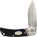 Old Timer 902OT 6.89in High Carbon S.S. Assisted Opening Knife with 2.9in Drop Point Blade and Sawcut Handle for Outdoor, Hunting, Camping and EDC,Black
