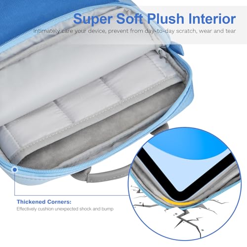 Image of Dadanism 9-11 Inch Tablet Sleeve Bag Carrying Case with Shoulder Strap for iPad (A16) 11 inch, iPad 10th Gen 10.9 inch, iPad Air M4 /Pro M5 11 inch, iPad 9 /8 /7th 10.2 inch, Galaxy Tab A11+ Plus 11 inch, Blue Mist