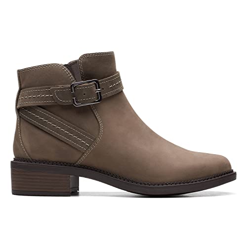 Clarks Clarks Women's Maye Ankle Boot, Dark Taupe Lea, 5 US