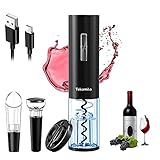 Tekomilo Electric Wine Opener Set, Automatic Wine Bottle Opener, Rechargeable Cordless Wine Corkscrew Opener Set with Foil Cutter,Wine Aerator&Pourer,Vacuum Stopper and Type C Charging Cable