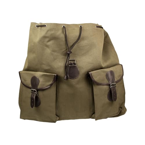 Foto von EUROHUNT Jagdrucksack 3, Wanderrucksack, Stoffrucksck mit Lederapplikationen, Rucksack aus 100% Wasserabweisender Baumwolle, ca. 27 Liter Fassungsvermögen