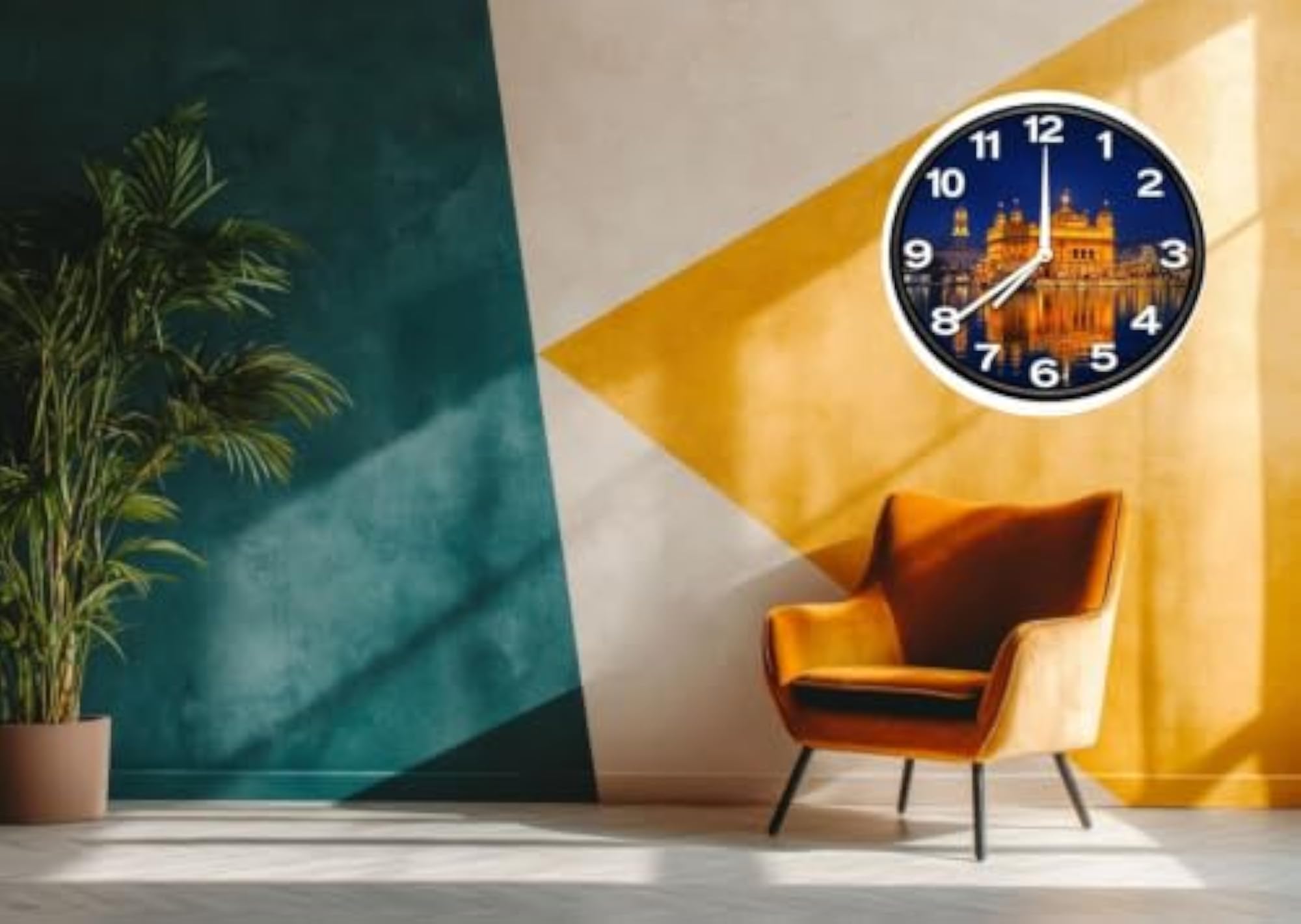 Golden Temple Night View Decorative Wall Clock