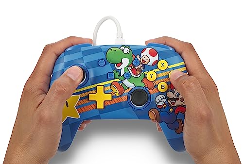 PowerA Manette filaire améliorée pour Nintendo Switch, modèle Switch OLED et Switch Lite, accessoire de jeu, manette de jeu, manette filaire, sous licence officielle -Mario: Amis du Mushroom Kingdom