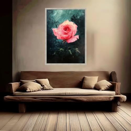 Impression Botanique Moderne sur toile rose grand format avec cadre en bois - 2