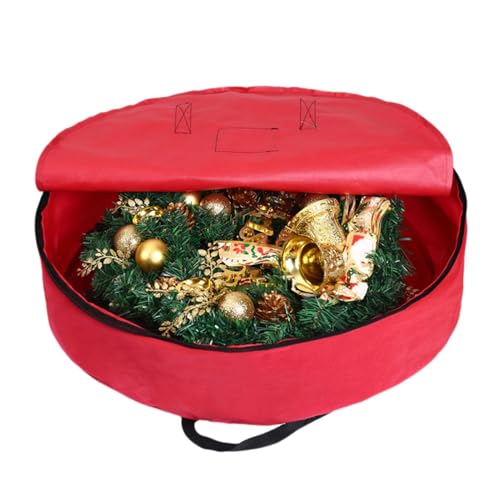 Bolsa De Almacenamiento De Corona De Navidad, 60×16 Cm Contenedor De Corona De Navidad Impermeable, Caja Contenedor Corona Navidad Con Cremalleras Y Asa, Bolsa De Almacenamiento De Guirnaldas Navideña
