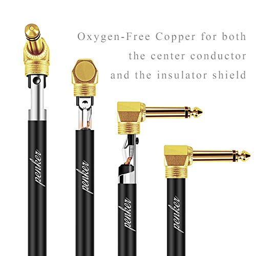 Penker FR-JTXJS-1214-093 2 Pack Guitar Instrument Cable 6Ft,Right Angle 1/4-Inch Ts To Straight 1/4-Inch Ts Gold Plated 6.35Mm Guitar Cord,2 Meter thumb #3