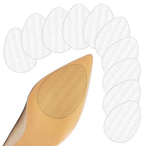 GyssTotr 5 Pairs Non Slip Shoe Grips on Bottom of Shoes, Clear, Silicone Cushioned Sole Protector for Heels, Anti Slip Shoe Grips for Wood Tile Floors, Wedding, Office, Pumps, Stilettos & Dress Shoes