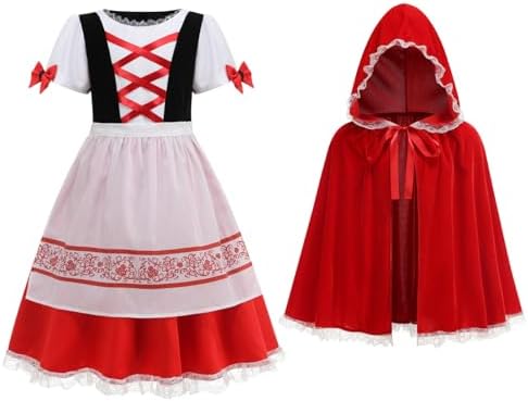 HAPNBCELE Little Red Riding Hood Costume for Girls Fancy Dress Up with  Velvet Cape Cloak Halloween Christmas Cosplay Outfits(4-6Years) :  Amazon.co.za: Toys & Games