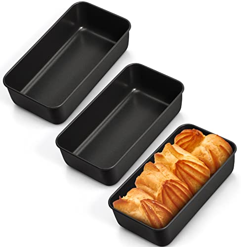 LIANYU 3 Pack Nonstick Loaf Bread Pan, 9x5 Inch Baking loaf Tin, Stainless Steel Meatloaf Pan Tin for Baking Banana Sandwich Bread, Dishwasher Safe