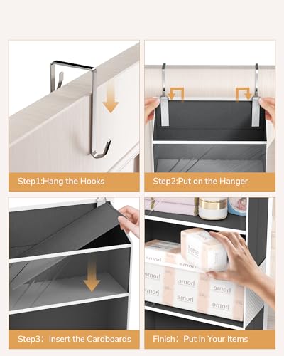 Image of ULG 1-Pack Over Door Organizer with 5 Large Pockets 10 Mesh Side Pockets, 44 lbs Weight Capacity Hanging Storage Organizer with Clear Window for Bedroom Bathroom, RV, Clear Dark Grey