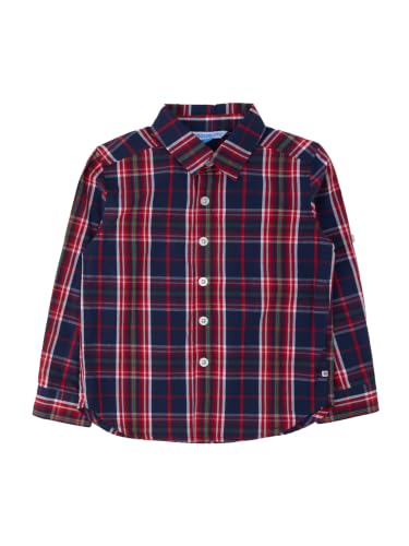Image of RUGGEDBUTTS Boys Solid Cotton Long Sleeve Button Down Shirt with Button Tabs