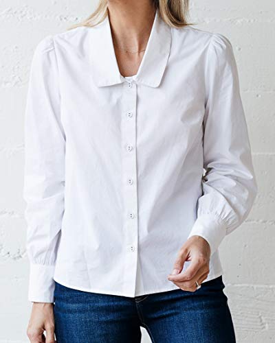 The drop women's white rounded-collar button-down shirt by @jacey…