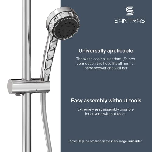 SANTRAS® Shower Hose Premium Chrome 2.00 m Made in Germany with Water Saver - Image 4