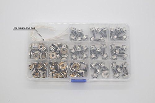 Dianman 120 Pcs Screw Snaps, (Marine Grade, 3/8" Socket, 5/8" Screw, 40 Sets) Heavy Duty Metal Screw Snaps Button For Boat Canvas Covers #TOP2