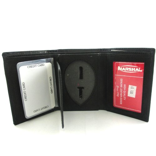 Leather Wallet Sheriff Officer ID Holder Police Shield Security Black Case New4