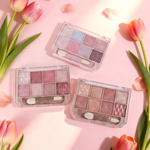 Image of SUAKE Nude Pink Eyeshadow Palette, Matte & Shimmer, High Pigmented 12 Colors Brown Purple Eye Shadow Primers for Eye Makeup, Korean Powder Palet de sombras de ojos (03-Soft Rice)