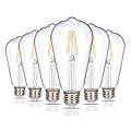 Simba Lighting LED Edison Vintage Filament ST21 (ST64) Light Bulbs (6 Pack) 4W Dimmable 40W Equivalent Clear Glass Decorative Antique Retro, Standard Medium E26 Base, Warm White 2700K
