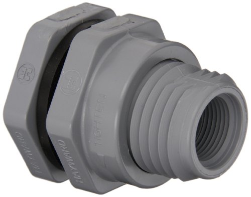 Hayward BFAS2007CES Series BFAS Short Pattern Bulkhead Fitting, Socket x Threaded End, CPVC with EPDM Seals, 3/4
