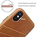 LUCKYCOIN Leather Case for iPhone Xs Cover Slim Shell Cases Vintage Full Grain Leather Card Holder with Protective Metal Silver Side Buttons