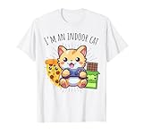 Soy un gato interior divertido juego pizza chocolate introvertido Camiseta
